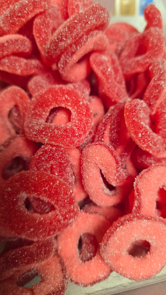 Anneaux sucrés goût FRAISE 100g