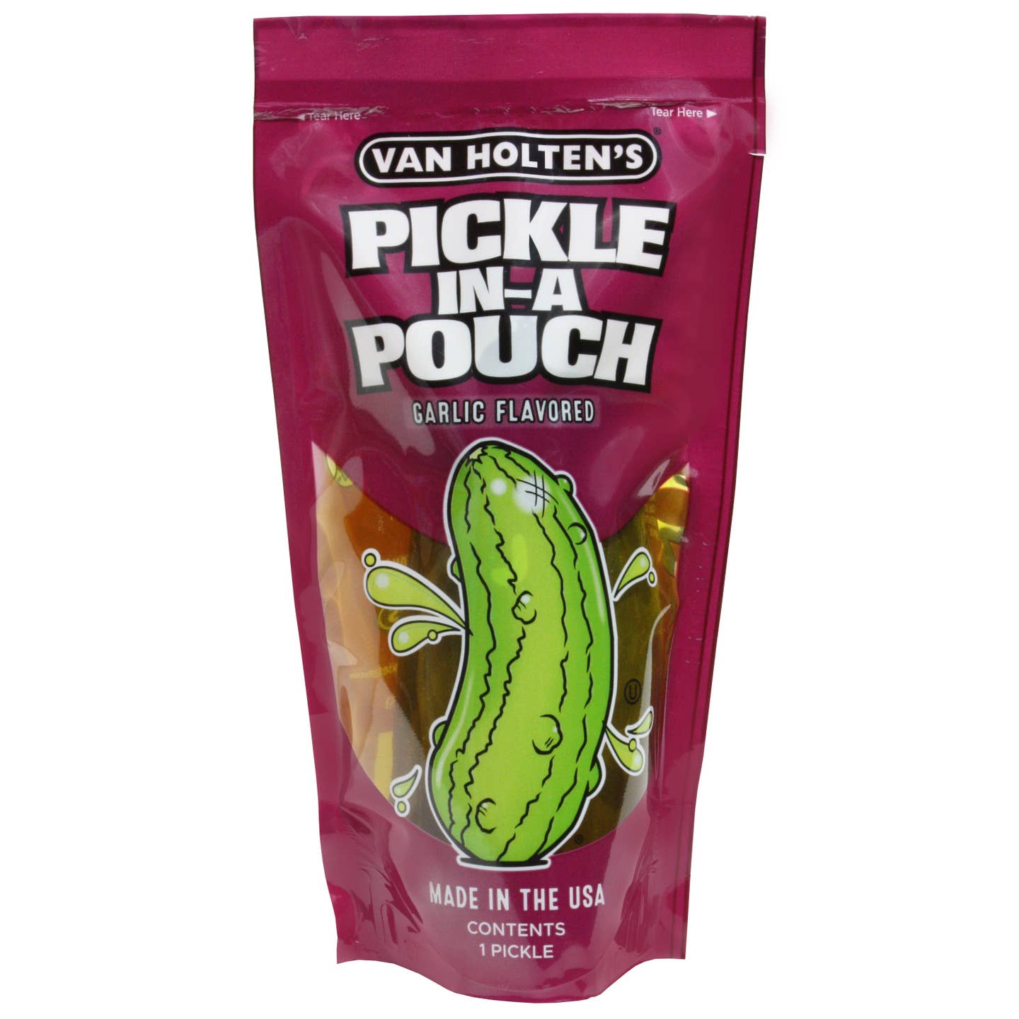 Grand cornichon à l’ail casher Van Holten’s en sachet