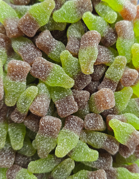 Mini Bouteille de cola verte et marron sucrée halal 100g
